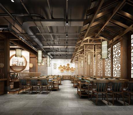 新中式餐厅 餐桌 餐椅 主题餐厅 饭店