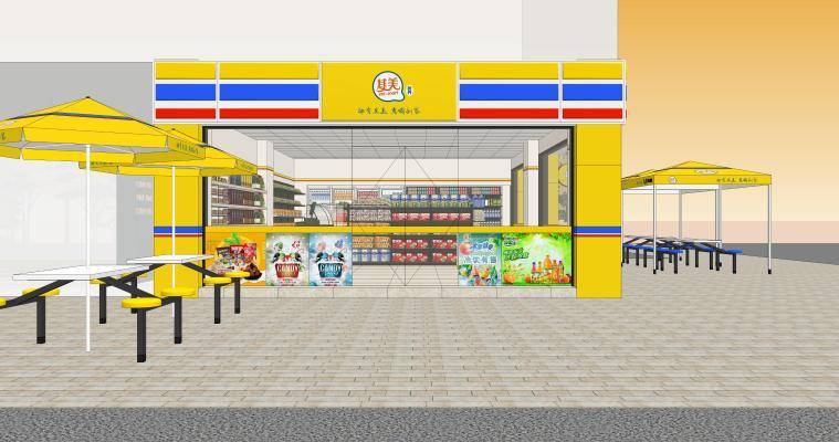 便利店 便利店配套货架货品全套精细模型