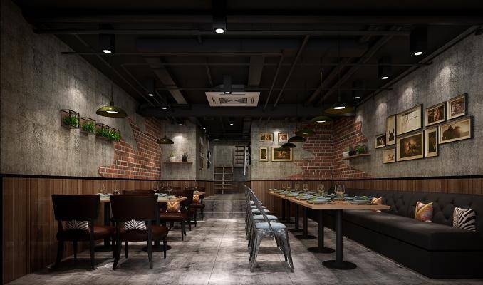 工业风 烧烤店 烤肉店 管道顶