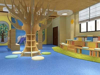 后现代图书馆 小学 幼儿园 造型书架