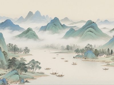 中式中古其他挂画 字画 水墨画 国画 宋氏中古美学壁纸 山水国画