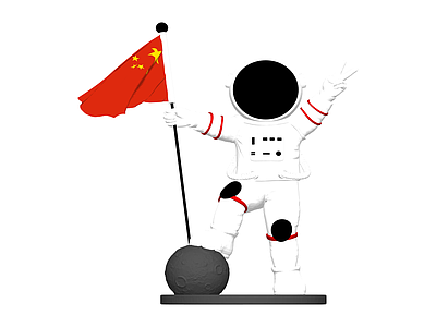 宇航员插旗雕塑