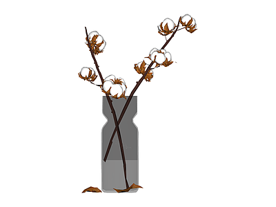 灰色花瓶插棉花