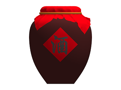 中式红布封口酒坛