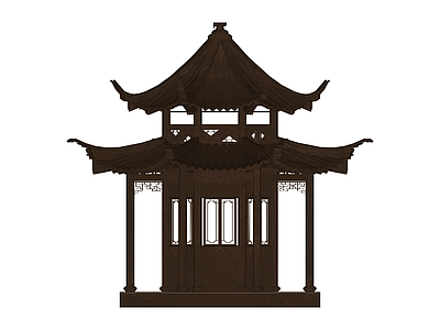 中式双层六角凉亭