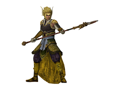 持枪金甲武将模型