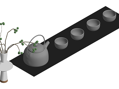 中式茶具花艺组合