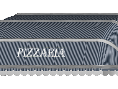 蓝白条纹Pizzaria遮阳篷