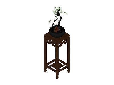 中式花架盆景组合
