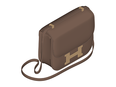 棕色H型翻盖单肩包