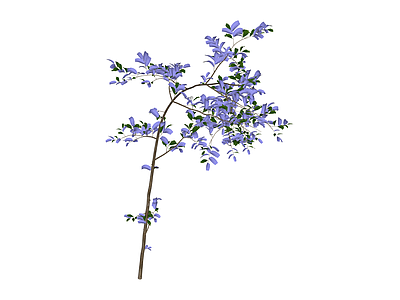 蓝花绿植枝条模型