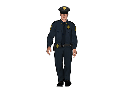 行走姿态警察人物模型