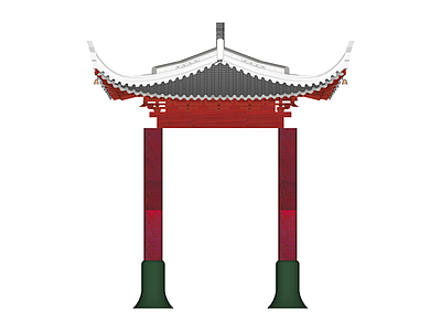 中式四角亭模型