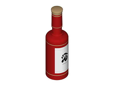 红色中式酒瓶