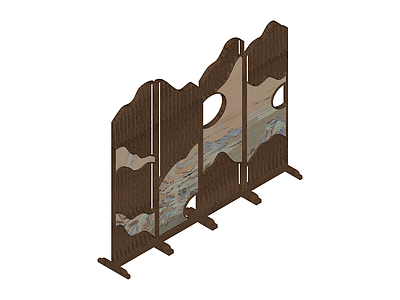 四折山水屏风