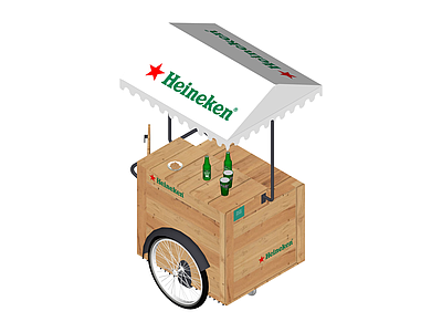 木质Heineken啤酒手推车