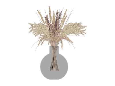 灰色花瓶插干花