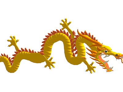 黄色中国龙雕塑