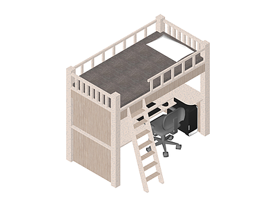 带书桌 loft 床