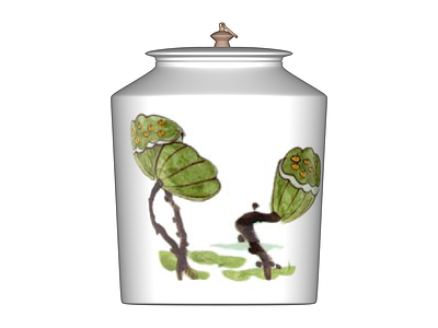 白瓷荷叶纹茶叶罐