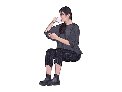 休闲坐姿人物模型