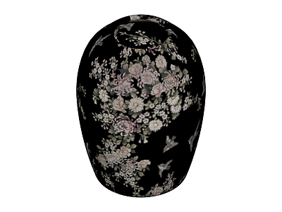 黑底花卉鸟纹花瓶