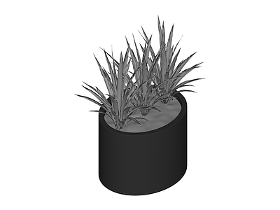 方形盆栽绿植模型