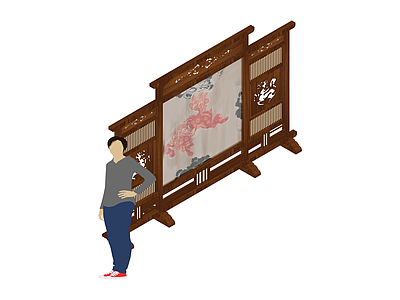 中式木质屏风