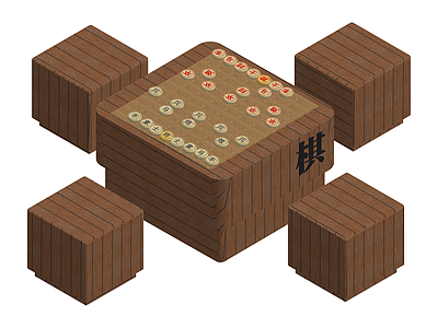 木质象棋桌凳组合