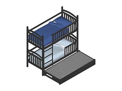 黑色双层床带抽屉
