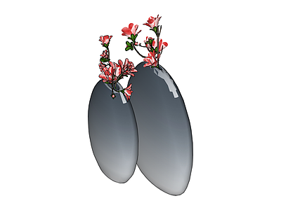 灰色椭圆花瓶插花