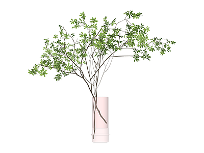 粉色花瓶绿植组合
