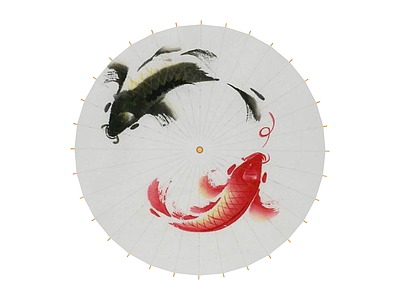 鲤鱼图案油纸伞