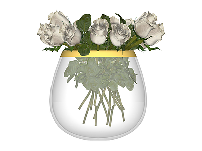 白玫瑰玻璃花瓶