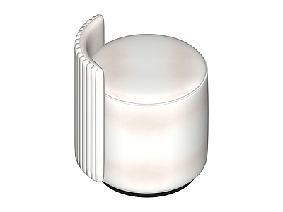 白色竖纹软包圆凳