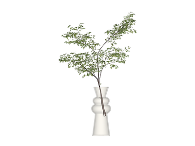 白色花瓶绿植组合