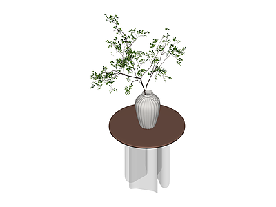 带花瓶绿植的装饰边几