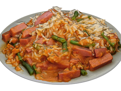 火腿豆角炒饭