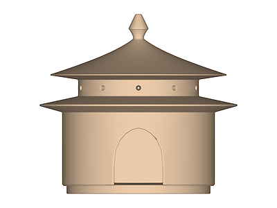 中式圆顶建筑模型