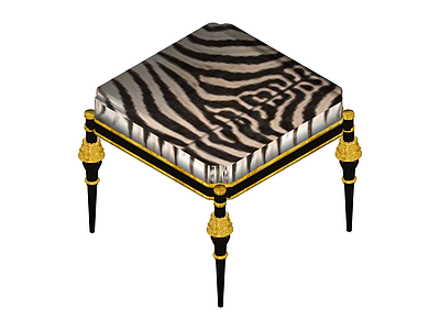 斑马纹黑金方几