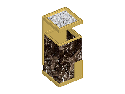 大理石底座金色边几