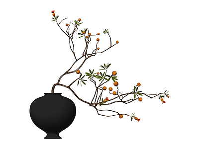 黑陶花瓶插枝装饰