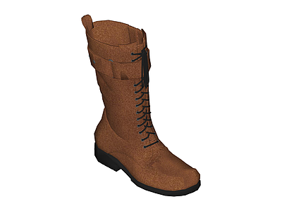棕色系带高筒靴