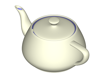米色带蓝边茶壶