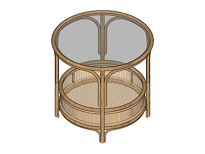 藤编圆形茶几