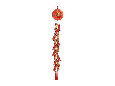 红色中式鞭炮挂饰