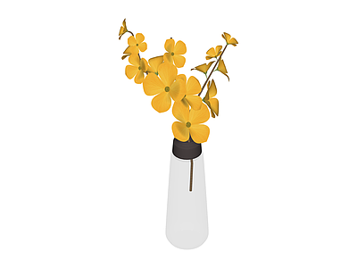 白色花瓶插黄花