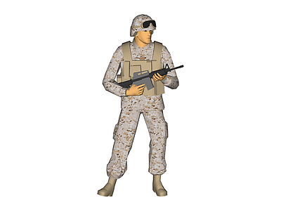 沙漠迷彩士兵持枪模型