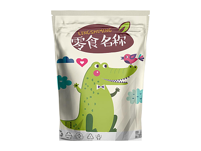 卡通鳄鱼零食包装袋