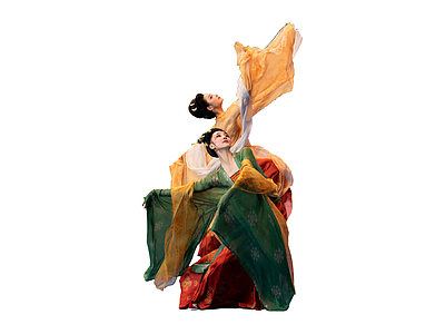 古风双人舞蹈人物雕塑